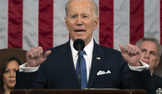 President Joe Biden gestures during Tuesday night's State of the Union address in Washington, D.C.