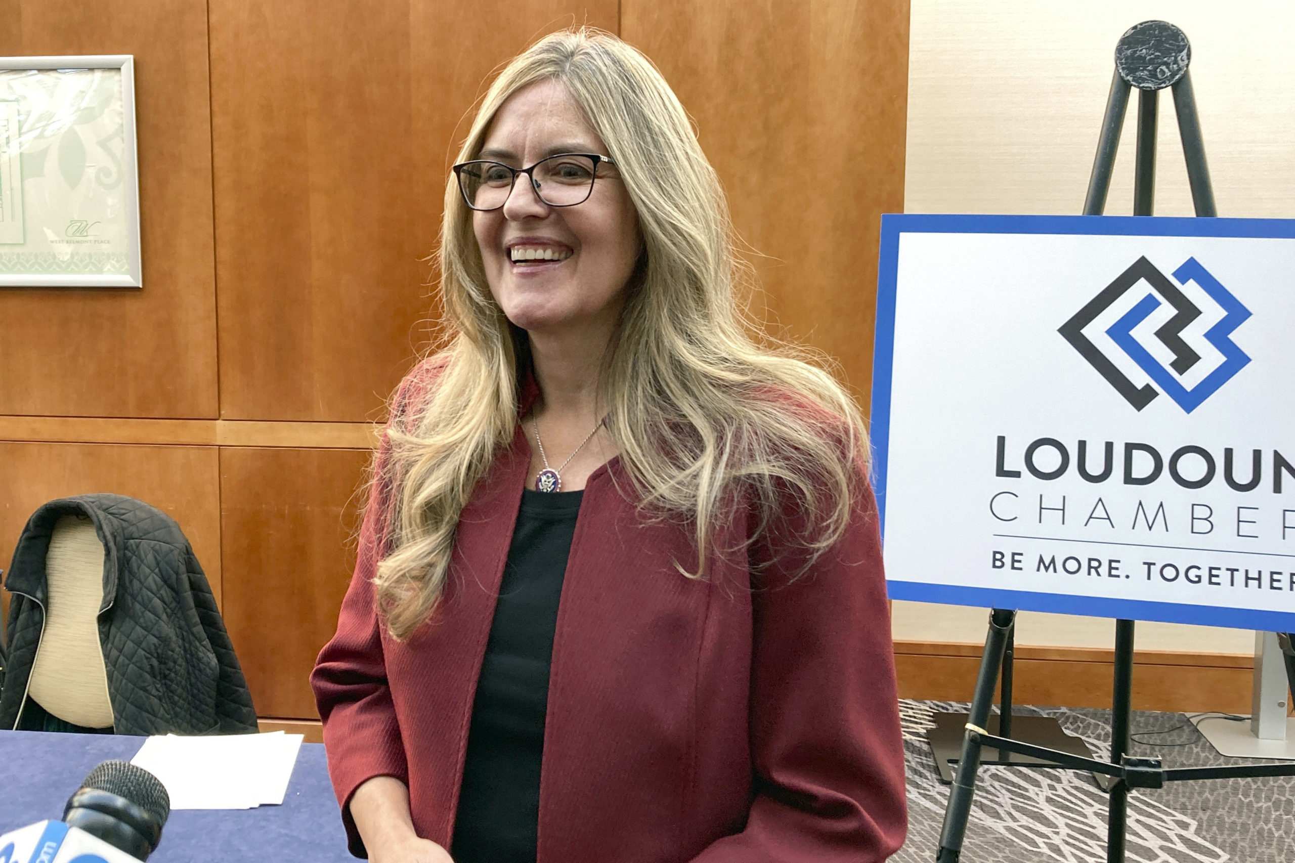 Virginia Rep. Jennifer Wexton speaks with reporters in Leesburg, Virginia, on Oct. 20, 2022.