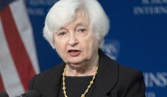 Treasury Secretary Janet Yellen speaks on the U.S.-China economic relationship at Johns Hopkins University School of Advanced International Studies in Washington, D.C., on April 20.