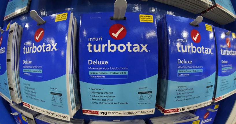 a display of TurboTax in a Costco Warehouse