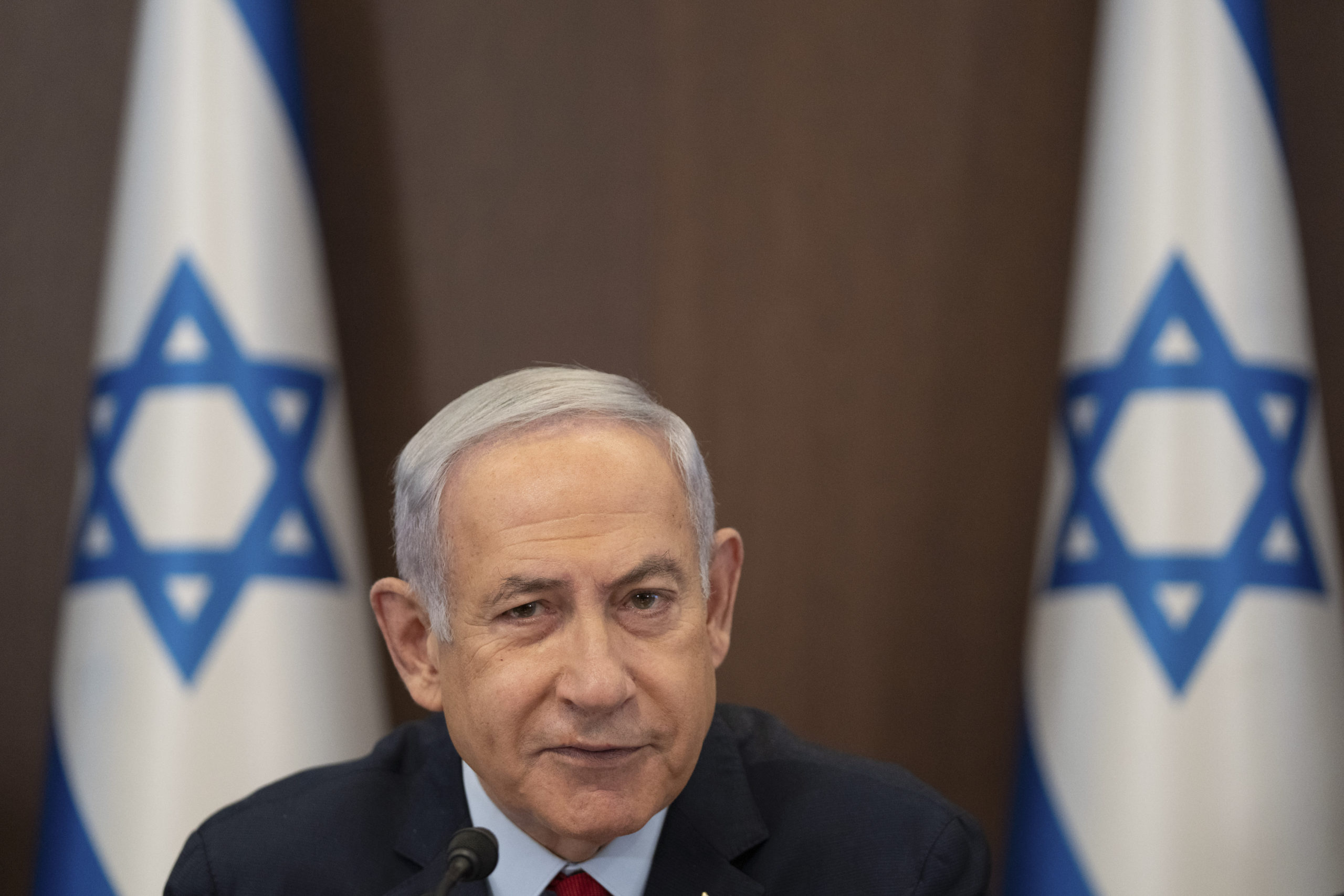 Israeli Prime Minister Benjamin Netanyahu chairs a cabinet meeting at the prime minister's office in Jerusalem on Sunday.