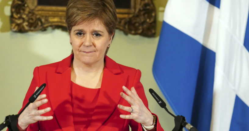 Nicola Sturgeon speaks during a news conference in Edinburgh, Scotland, on Feb. 15.