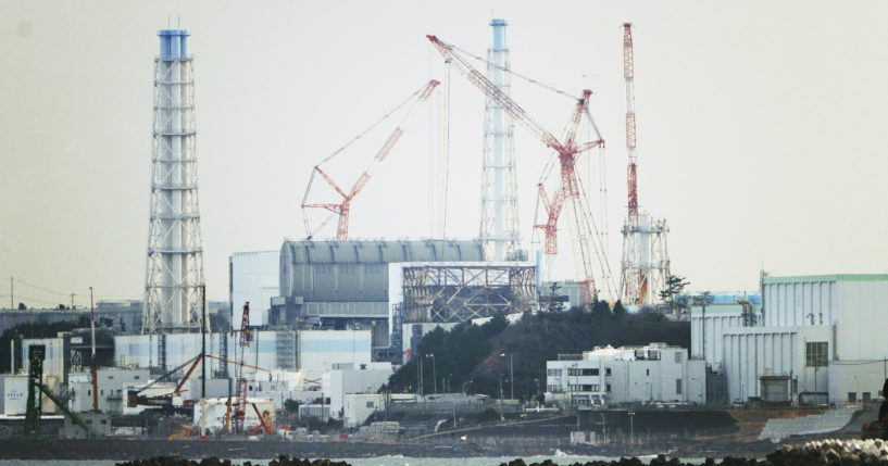 The Fukushima nuclear power plant in Japan is seen from the Ukedo fishing port in Namie town on March 2, 2022.