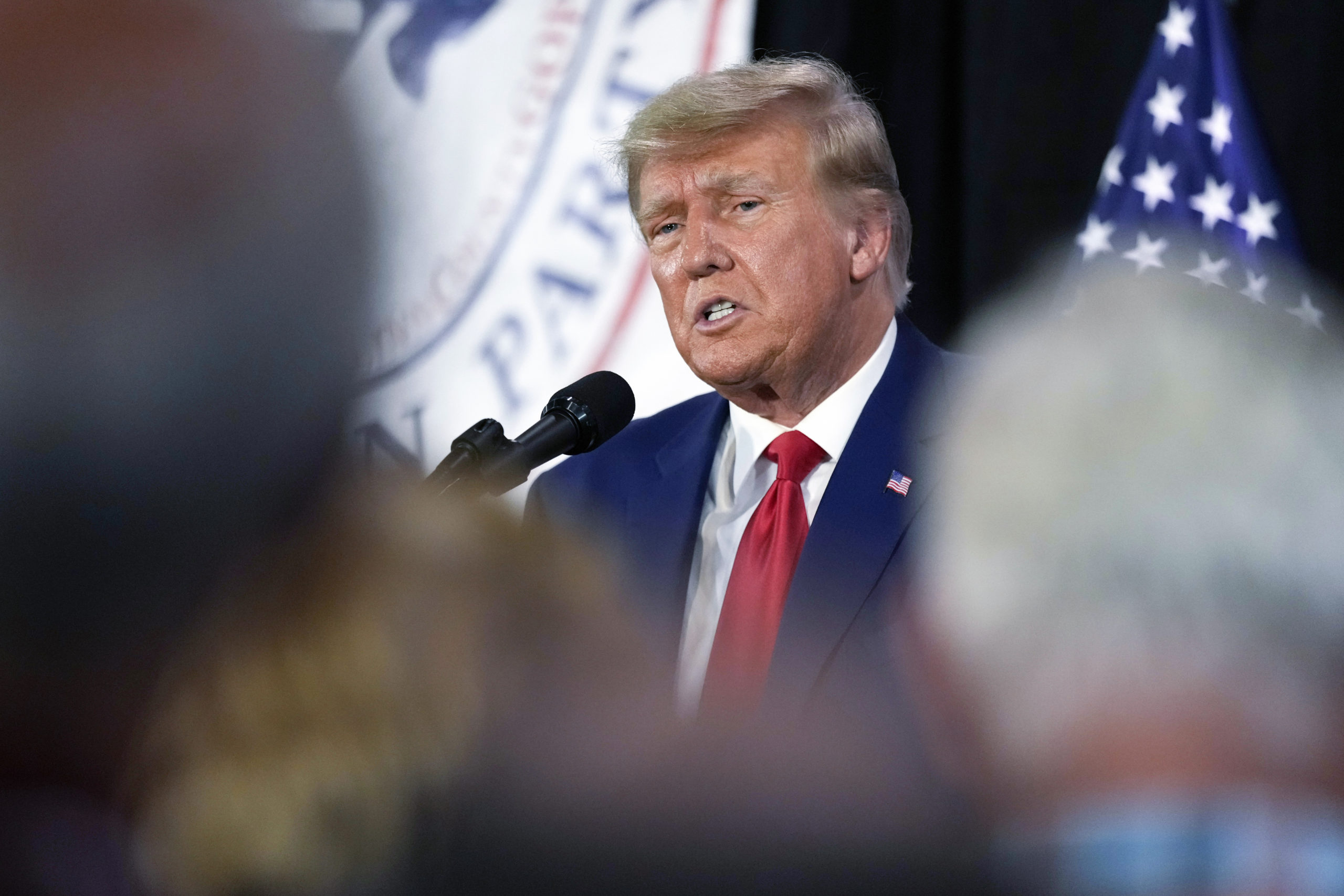 Tim Farkas 9:09 AM Former President Donald Trump visits with campaign volunteers at the Elks Lodge in Cedar Rapids, Iowa, on July 18.