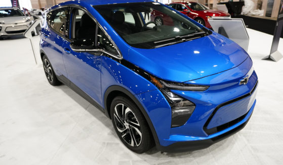 A Chevrolet Bolt is displayed at the Philadelphia Auto Show in Philadelphia, Pennsylvania, on Jan. 27. Consumer Reports recently released survey results showing electric vehicles are less reliable than gas-powered vehicles.