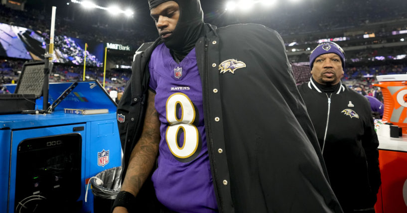 Baltimore Ravens quarterback Lamar Jackson leaves the field after an AFC Championship NFL football game against the Kansas City Chiefs in Baltimore, Maryland, on Sunday.