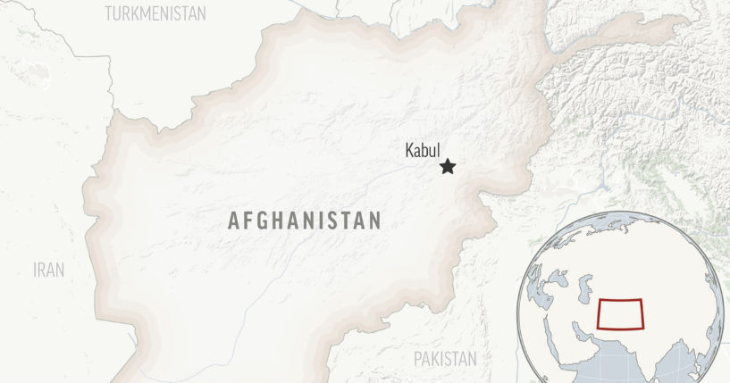 This is a locator map for Afghanistan, showing its capital, Kabul.