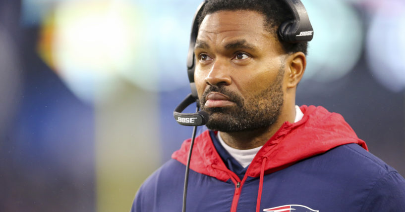 New England Patriots assistant coach Jerod Mayo watches from the sideline during a game against the Jacksonville Jaguars on Jan. 2, 2022, in Foxborough, Massachusetts.