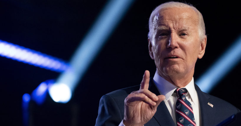 President Joe Biden speaks at a campaign event at Montgomery County Community College in Blue Bell, Pennsylvania, on Friday.