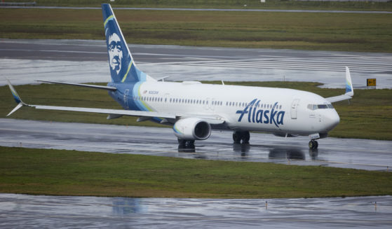 Alaska Airlines flight 1276, a Boeing 737 Max 9, taxis before taking off at Portland International Airport in Portland, Oregon, on Saturday.