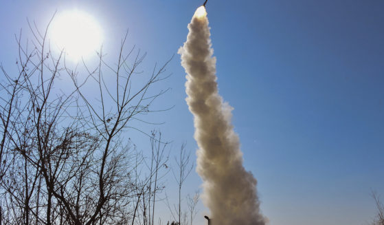 This photo provided by the North Korean government shows what it says is a test firing of a new anti-air missile in North Korea on Friday. The content of this image as provided could not be independently verified.