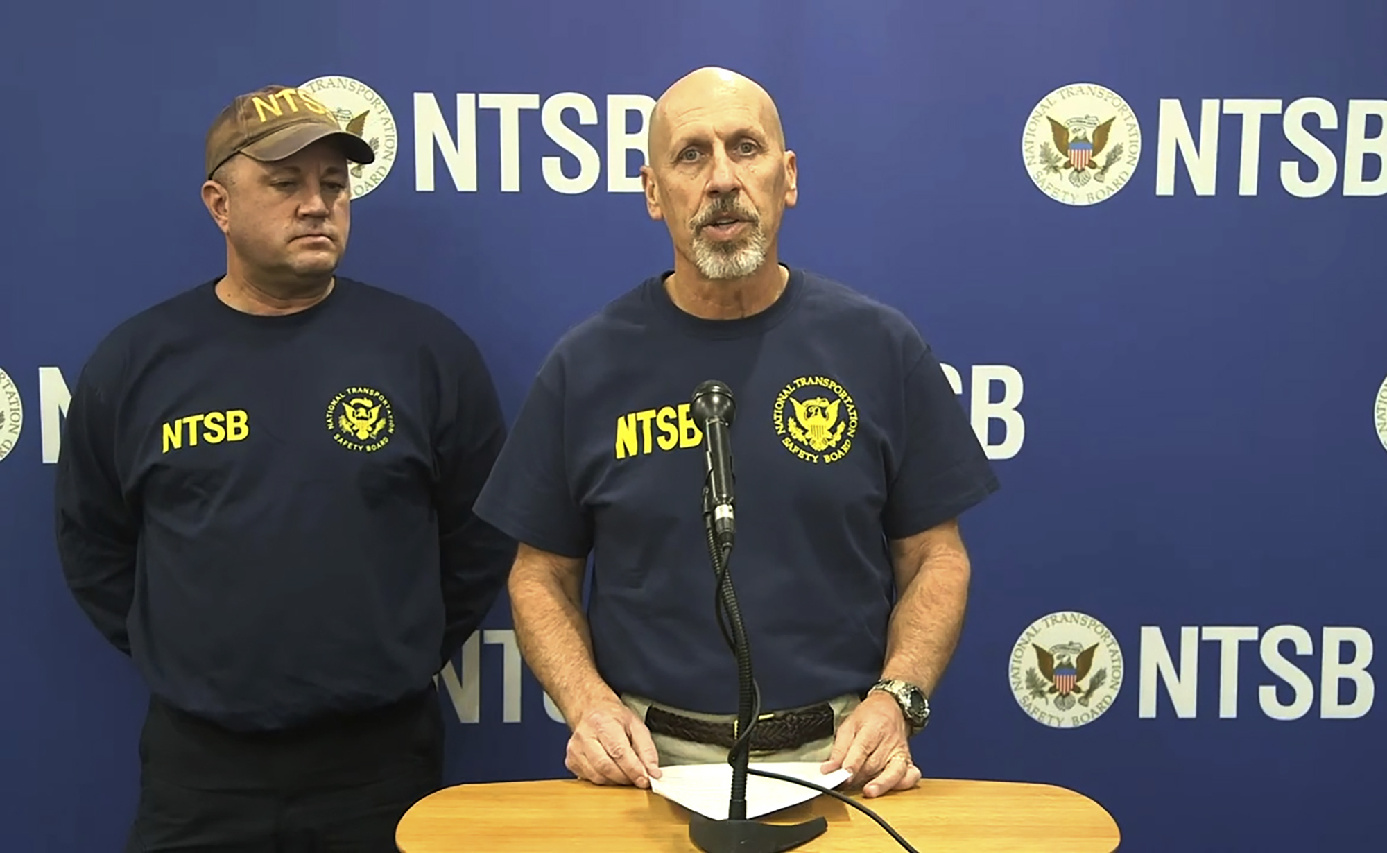 National Transportation Safety Board member Michael Graham, speaks to the media Saturday after a deadly helicopter crash in Southern California's Mojave Desert.