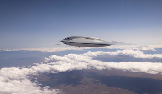 A B-21 Raider conducts ground testing, taxiing and flying operations at Edwards Air Force Base, California.