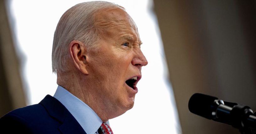 President Joe Biden speaks at a campaign rally at Girard College in Philadelphia, Pennsylvania, on Wednesday.