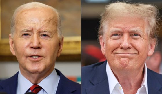 At left, President Joe Biden speaks from the Roosevelt Room of the White House in Washington on Thursday. At right, former President Donald Trump looks on during the F1 Grand Prix of Miami at the Miami International Autodrome on Sunday.