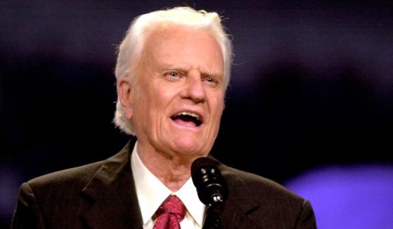 The Rev. Billy Graham speaks during the Mission Metroplex at Texas Stadium in Irving, Texas, on Oct. 17, 2002.