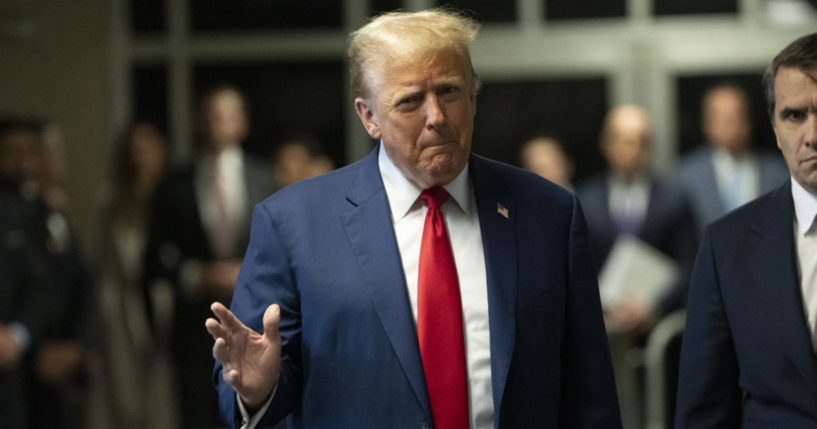 Donald Trump arriving for his trial at Manhattan Criminal Court