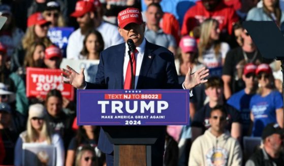 Former President Donald Trump speaks during a campaign rally in Wildwood, New Jersey, on Saturday. (Jim Watson - AFP / Get