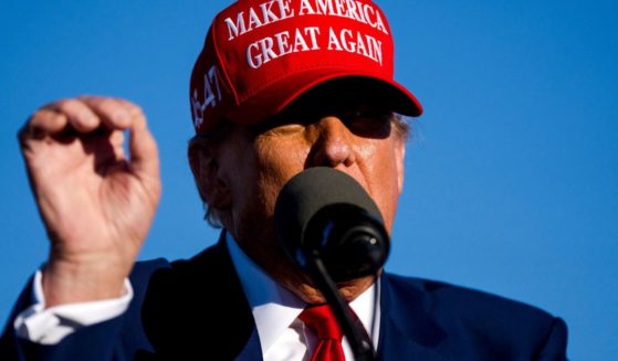 Former President Donald Trump speaks during a rally in Freeland, Michigan, on May 1.