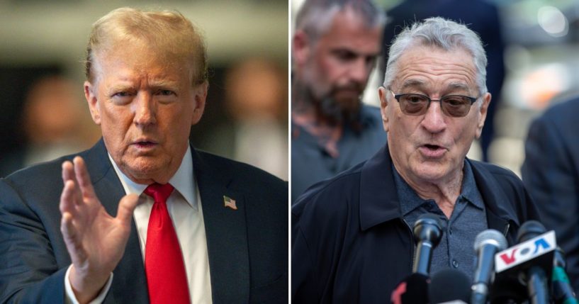 a combination photo of Donald Trump and Robert De Niro in New York