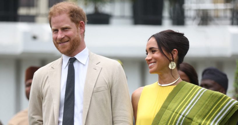 Prince Harry and Meghan, Duchess of Sussex, the State Governor House in Lagos on Sunday during their visit to Nigeria.