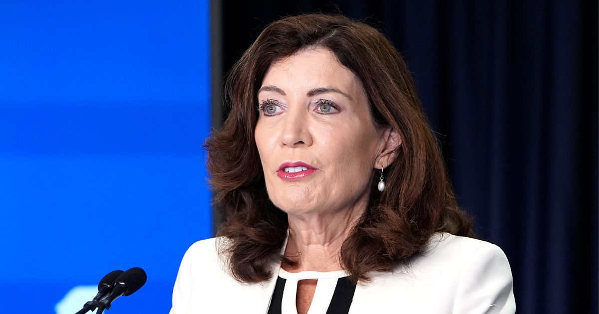 New York Gov. Kathy Hochul speaks during a briefing in New York City on Sept. 13.