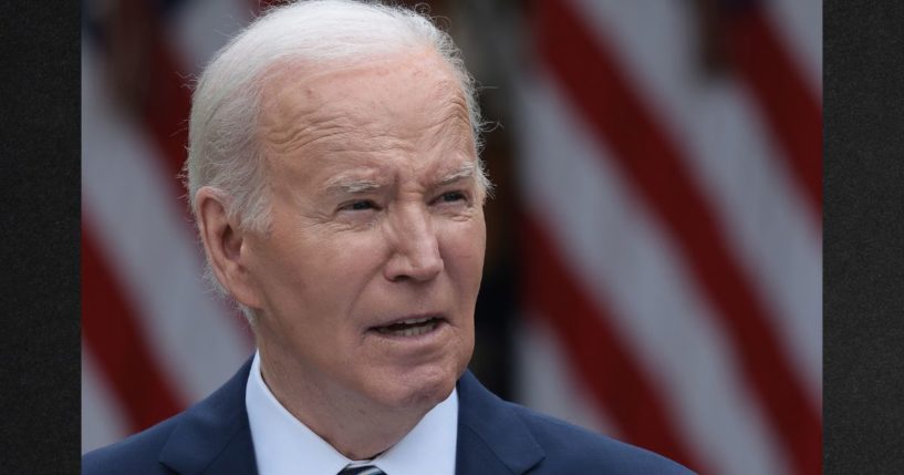 President Joe Biden is seen in the Rose Garden of the White House Tuesday in Washington, D.C.