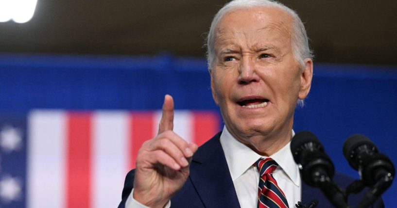 President Joe Biden speaks about the PACT Act in Nashua, New Hampshire, on Tuesday.