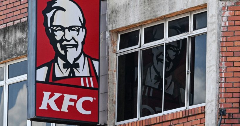 The logo of Kentucky Fried Chicken (KFC) is pictured at a restaurant in Malaysia's Pahang state on April 30, 2024