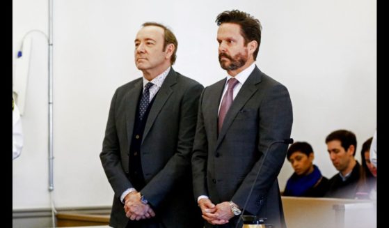 Actor Kevin Spacey at his arraignment on sexual assault charges in Nantucket, Massachusetts, in 2019.