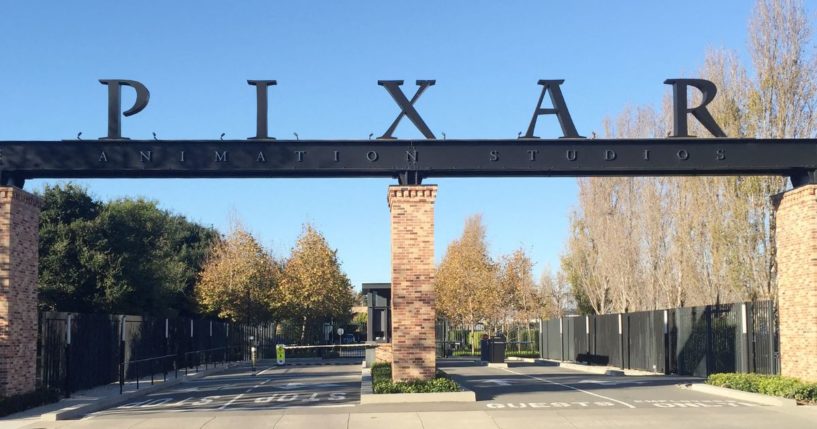 The gates to Pixar's campus is seen in Emeryville, California, on Nov. 29, 2016.