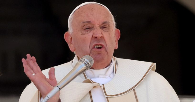 Pope Francis attends a mass for World Children's Day in St .Peter’s Square in Vatican City on Sunday.