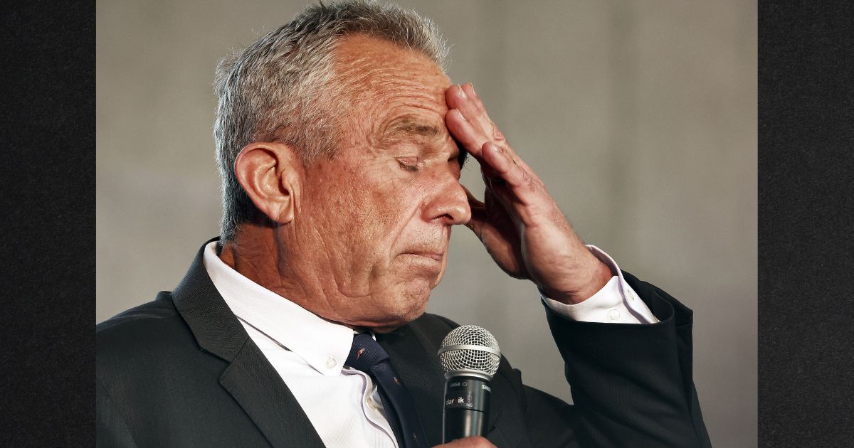 Independent presidential candidate Robert F. Kennedy Jr. pauses while he speaks at a Cesar Chavez Day event at Union Station on March 30 in Los Angeles, California.