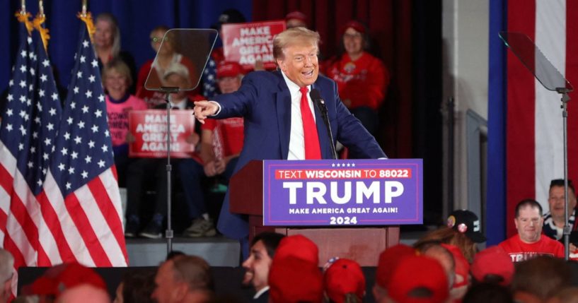 Republican presidential candidate and former President Donald Trump speaks at a campaign event in Waukesha, Wisconsin, on Wednesday.