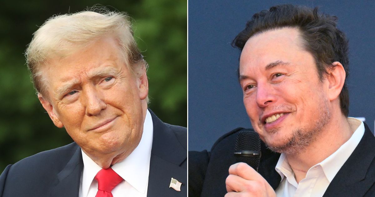 At left, former President Donald Trump arrives at a rally in New York's South Bronx on May 23. At right, Elon Musk raises his glass during an event at the Sant'Angelo Castle in Rome on Dec. 16.
