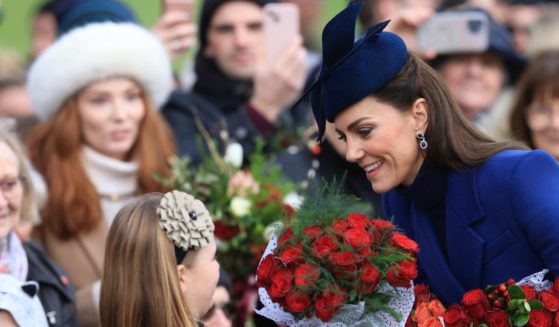 Catherine, Princess of Wales, greets well-wishers after attending the Christmas morning service at St. Mary Magdalene Church in Sandringham, England, last year.