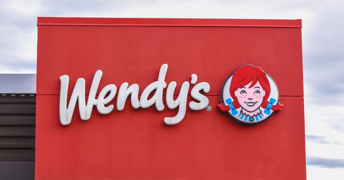 A stock photo shows the Wendy's logo on a restaurant in Charlotte, North Carolina, on Jan. 12, 2020.