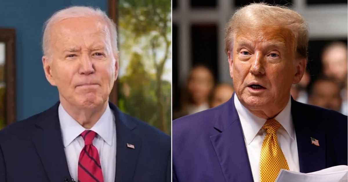 President Joe Biden, left; former President Donald Trump, right.