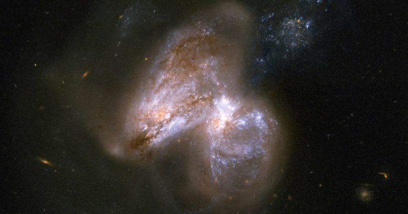 The real monster black hole is revealed in this image from NASA's Nuclear Spectroscopic Telescope Array of colliding galaxies Arp 299.