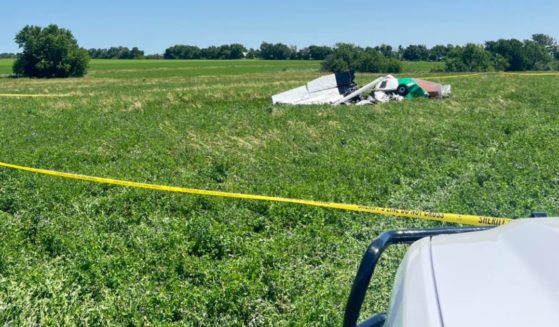 This Meta screen shot shows the wreckage of a Cessna plane in Missouri. All the passengers, who were planning on skydiving, survived.