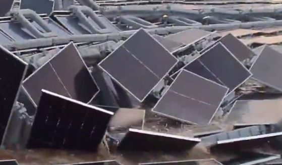 This X screen shot shows the damage done to Omkareshwar Dam in India after a storm.