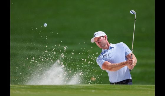 Grayson Murray hits out of a greenside bunker on the first hole during the third round of the Wells Fargo Championship at Quail Hollow Country Club on May 11, 2024 in Charlotte, North Carolina.