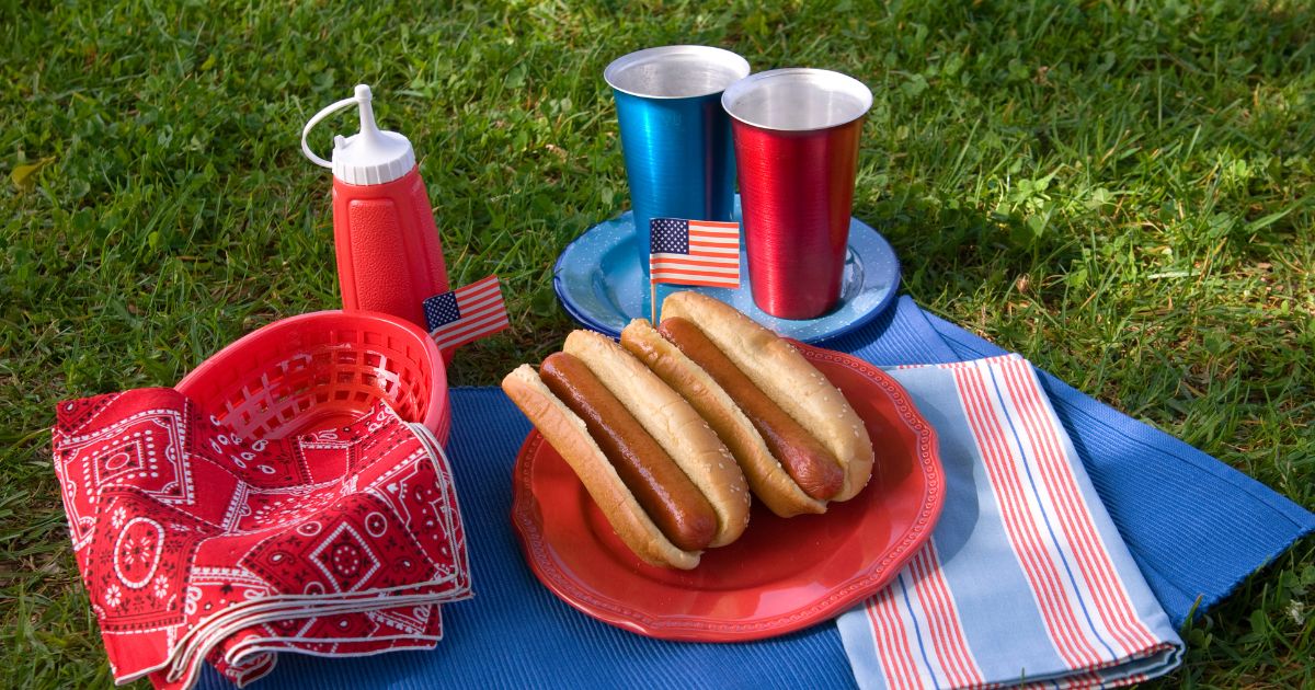 This Getty stock image shows a Memorial Day meal, including a pair of hot dogs.