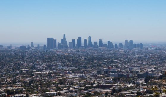 An undated stock photo shows the Los Angeles skyline and surrounding area as seen from the Griffith Observatory.