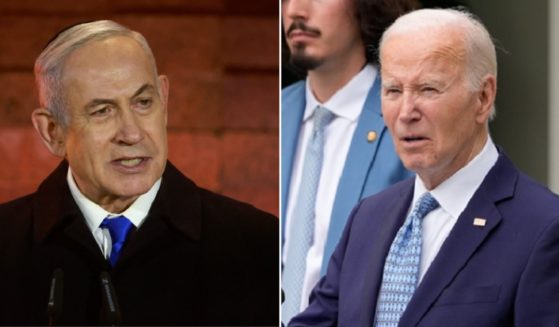 Israel's Prime Minister Benjamin Netanyahu, left, in a Saturday photo from Jerusalem; President Joe Biden, right, in the White House Rose Garden on Monday.