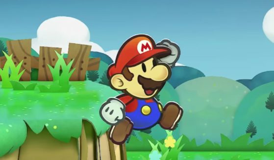 Paper Mario jumping in the air in the trailer for the upcoming remake of "Paper Mario: The Thousand-Year Door."