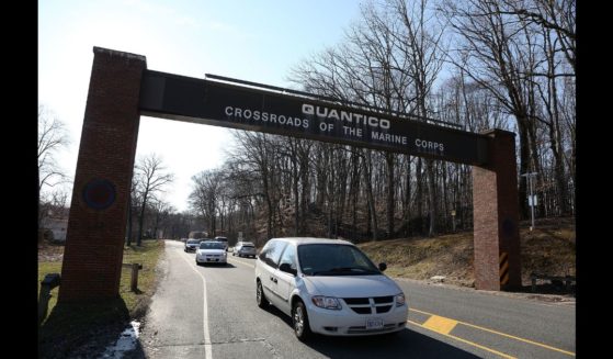 Vehicles leave Marine Corps Base Quantico March 22, 2013 in Quantico, Virginia.