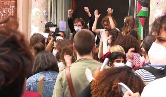 This X screen shot shows a scene from a protest at the Rhode Island School of Design.