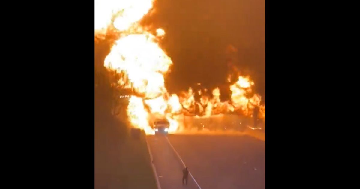 A tanker truck is on fire on Interstate 95 in Norwalk, Connecticut.