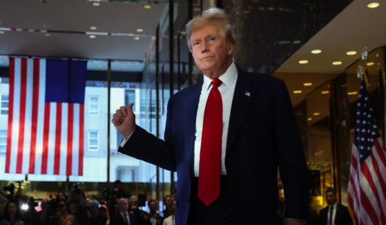 Former U.S. President Donald Trump leaves after addressing members of the media following the verdict in his hush-money trial at Trump Tower on May 31, 2024 in New York City.